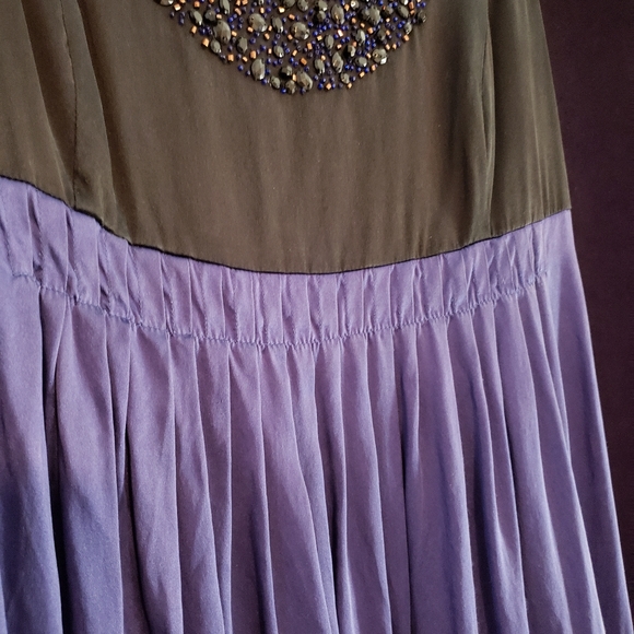 👗 MAC & JAC - Silk black, violet & brown dress - Size XL - Picture 4 of 5